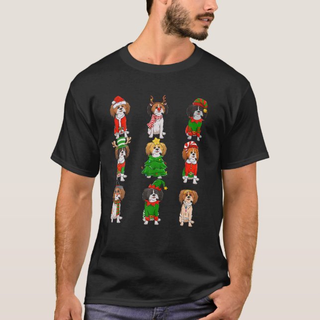 Camiseta Papais noeis Papillon Árvore de Natal Luzes ELF Re (Frente)