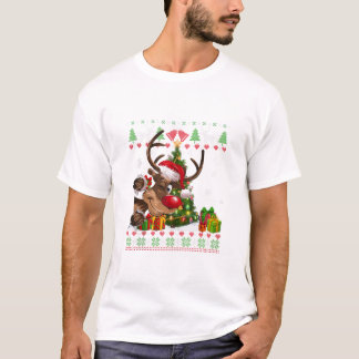 Camiseta Papais noeis para o trevo do cão de rena