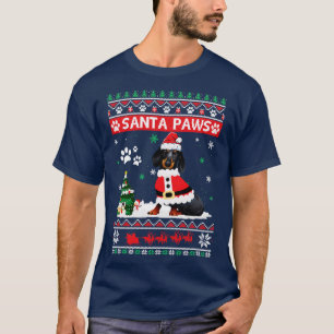 Camiseta Papais noeis Paws Dachshund Feliz Cão de Natal Eng