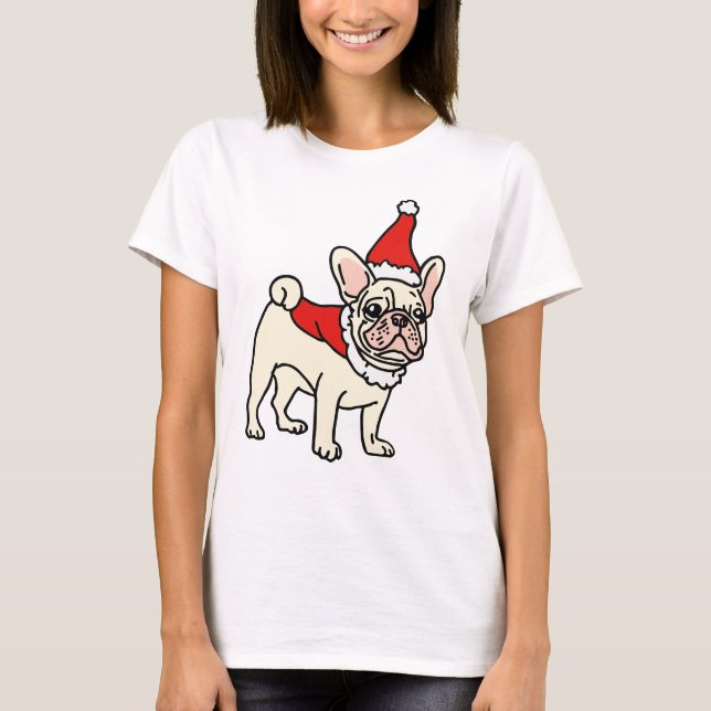 Camiseta Papais noeis Paws frenchie Natal (Frente)