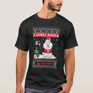 Camiseta Papais noeis Paws Poodle Feliz Cachorro de Natal
