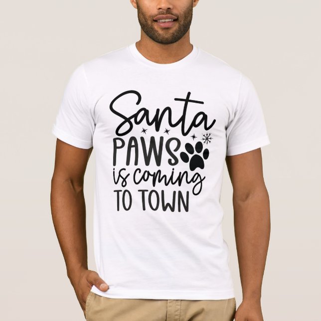 Camiseta Papais noeis Paws vem para a cidade (Frente)
