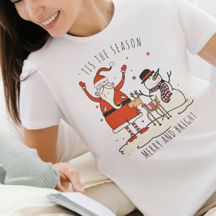 Camiseta Papais noeis Personalizados, Snowman Reindeer - Es