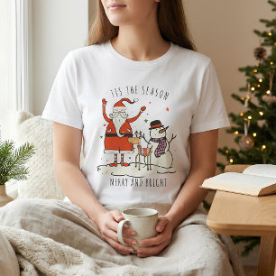 Camiseta Papais noeis Personalizados, Snowman Reindeer - Es