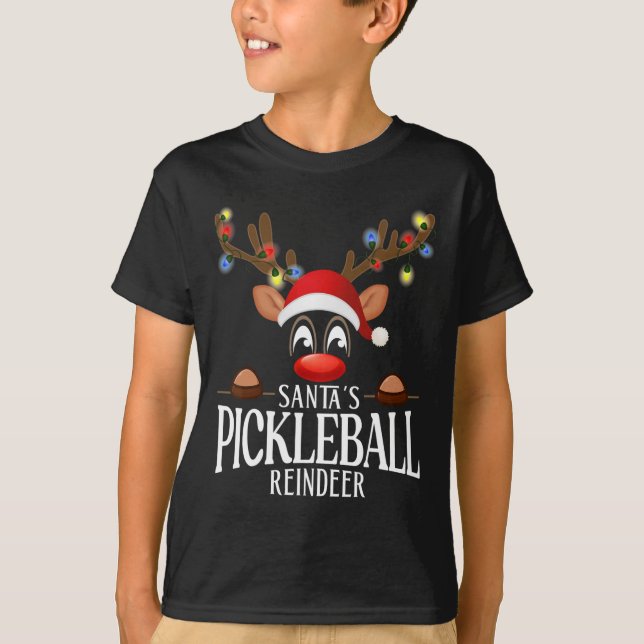 Camiseta Papais noeis Pickleball Reindeer Funny Xmas Corres (Frente)
