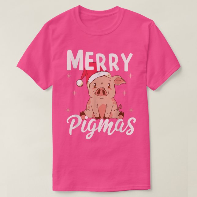 Camiseta Papais noeis Pigmas felizes Pig no Natal (Frente do Design)