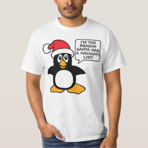 Camiseta Papais noeis Pinguins de Natal Lista travessa