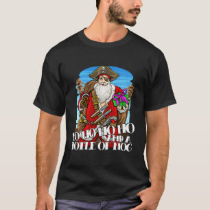 Camiseta Papais noeis Piratas Yo Ho Bottle Of Eggnog Hook S