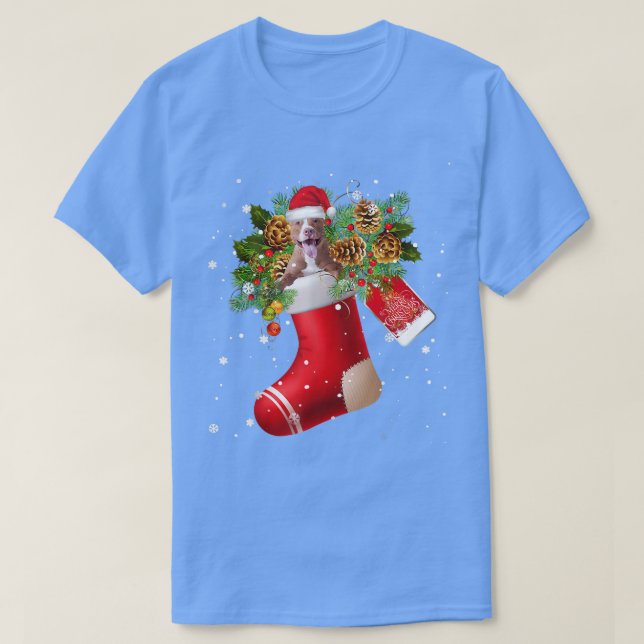 Camiseta Papais noeis Pitbull no Natal Pajama (Frente do Design)