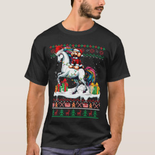 Camiseta Papais noeis Poodle Andando no Unicorn Amor de Nat