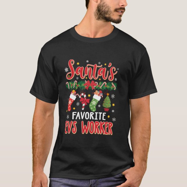 Camiseta Papais noeis preferidos do EVS Worker Santa Hat Xm (Frente)