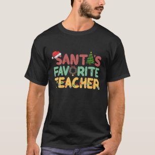 Camiseta Papais noeis: Professor favorito Santa Hat, luz de