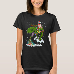 Camiseta Papais noeis Pug Riding Rex Reindee Natal Amor lev