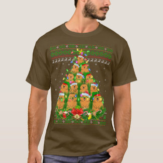 Camiseta Papais noeis Quokka Xmas Lighting Tree Cristo Quok