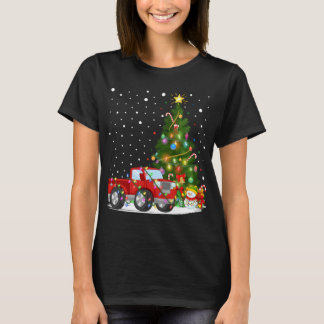 Camiseta Papais noeis Red Truck Xmas Tree Lighting Red Truc