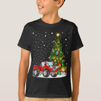 Camiseta Papais noeis Red Truck Xmas Tree Lighting Red Truc