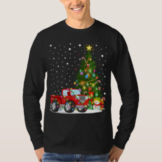 Camiseta Papais noeis Red Truck Xmas Tree Lighting Red Truc