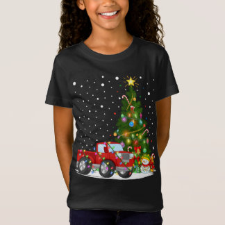 Camiseta Papais noeis Red Truck Xmas Tree Lighting Red Truc