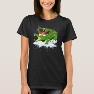 Camiseta Papais noeis Reindeer Alligator Xmas Light Papais 