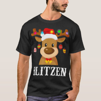 Camiseta Papais noeis Reindeer Blitzen Grupo Xmas Costume