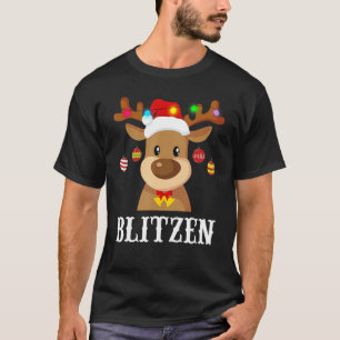 Camiseta Papais noeis Reindeer Blitzen Grupo Xmas Costume