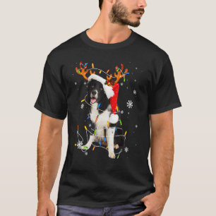 Camiseta Papais noeis Reindeer Border collie Christmas Ligh