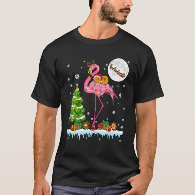 Camiseta Papais noeis Reindeer de Ridificação de Gato Flami (Frente)