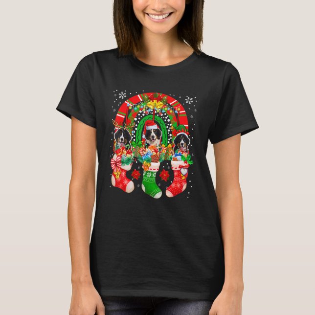 Camiseta Papais noeis Reindeer Elf Bernese Montanhas Em Mei (Frente)