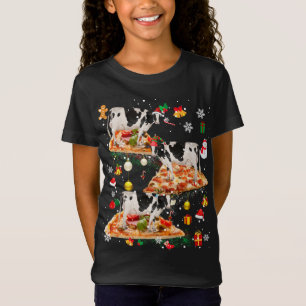Camiseta Papais noeis Reindeer Elf Cow Riding Pizza Xmas Ga