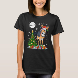 Camiseta Papais noeis Reindeer Mule Christmas Tree Lights F