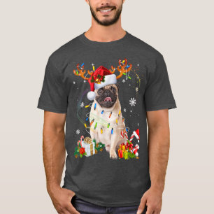 Camiseta Papais noeis Reindeer Pug As Luzes De Natal Xmas C