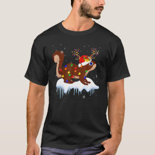Camiseta Papais noeis Reindeer Squirrel Xmas Light Papais n