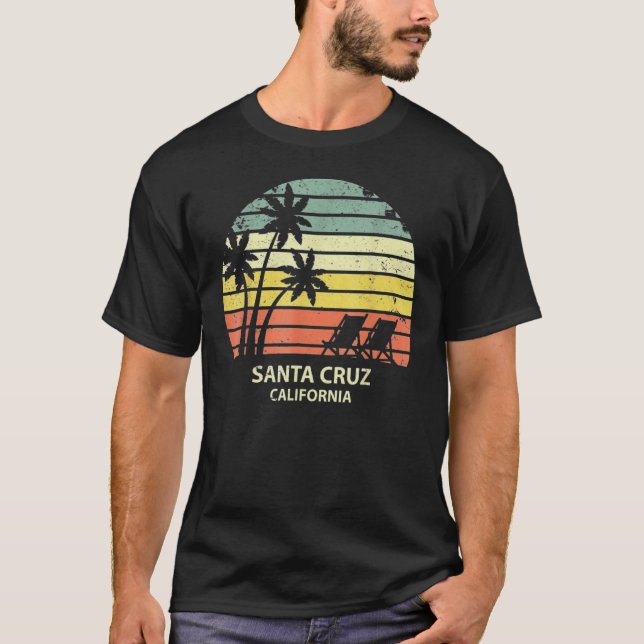Camiseta Papais noeis Retro Cruz California Beach Sunset (Frente)