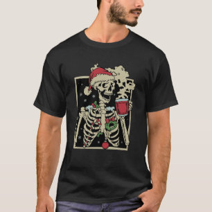 Camiseta Papais noeis Retro Esqueleto Quente de Cacau Quent
