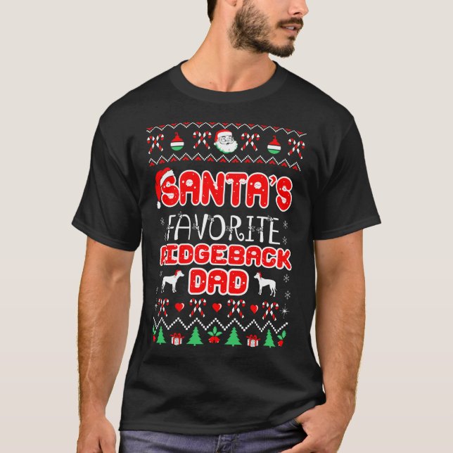 Camiseta Papais noeis Ridgeback Pai Natal Ugly Sweater Pres (Frente)