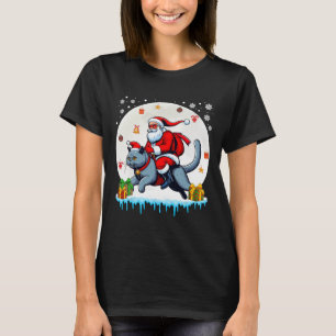 Camiseta Papais noeis Riding Reindeer Chartreux Cat Owen