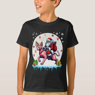 Camiseta Papais noeis Riding Reindeer Sphynx Cat Proprietár