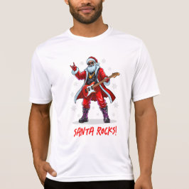 Camiseta Papais noeis Rocks! Engraçado Papai Noel tocando v