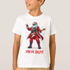 Camiseta Papais noeis Rocks! Engraçado Papai Noel tocando v
