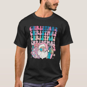 Camiseta Papais noeis Rosa De Groovy De Natal Hippie Floral