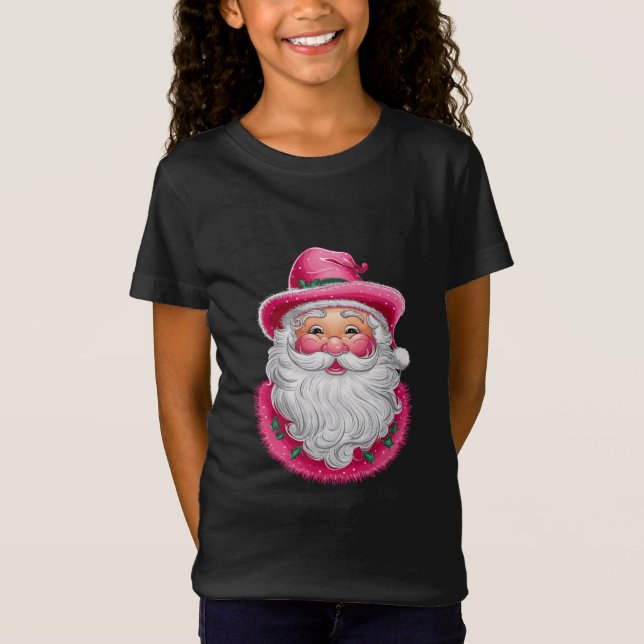 Camiseta Papais noeis Rosa Festa da Família de Combinação d (Frente)