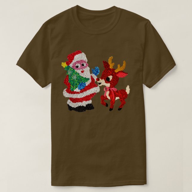 Camiseta Papais noeis Rudolph 70s Pipoca de plástico derret (Frente do Design)
