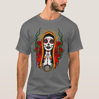 Camiseta Papais noeis Sagrados Menina de Culto Muerte com F
