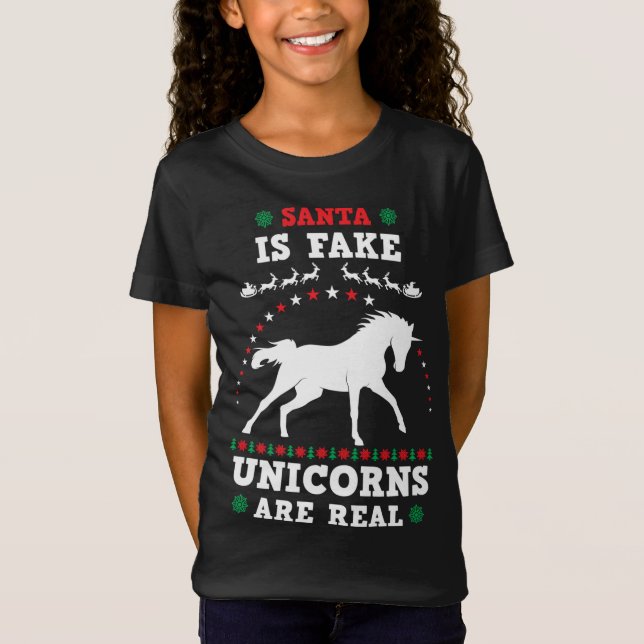 Camiseta Papais noeis São Unicórnios Falso São Cristãos Mui (Frente)