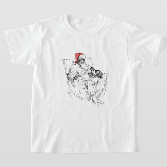 Camiseta Papais noeis Sentados com Cat no Lap (Postura )