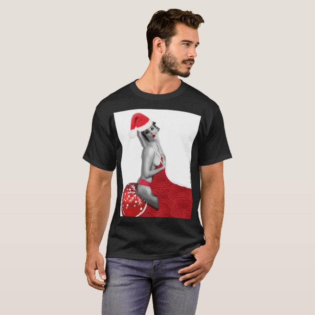 Camiseta Papais noeis Sexy Pinup Rapariga Arte Menina Camis (Frente Completa)