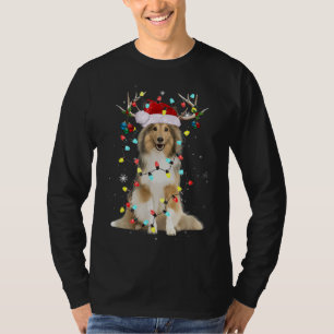 Camiseta Papais noeis Shetland Sheepdog Reindee Light Chris