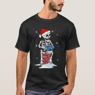 Camiseta Papais noeis Skeleton Gamer Vídeo Game Xmas Gam
