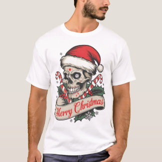 Camiseta 🎅 💀 Papais noeis Skull Christmas Tee