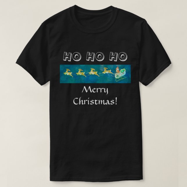 Camiseta Papais noeis Sleigh em preto (Frente do Design)
